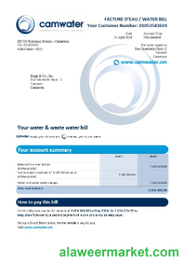 Cameroon Camwater business utility bill Word and PDF template (2).doc